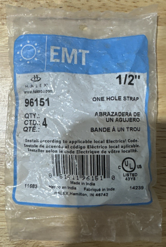 Halex 1/2" One Hole Strap 4 In Package