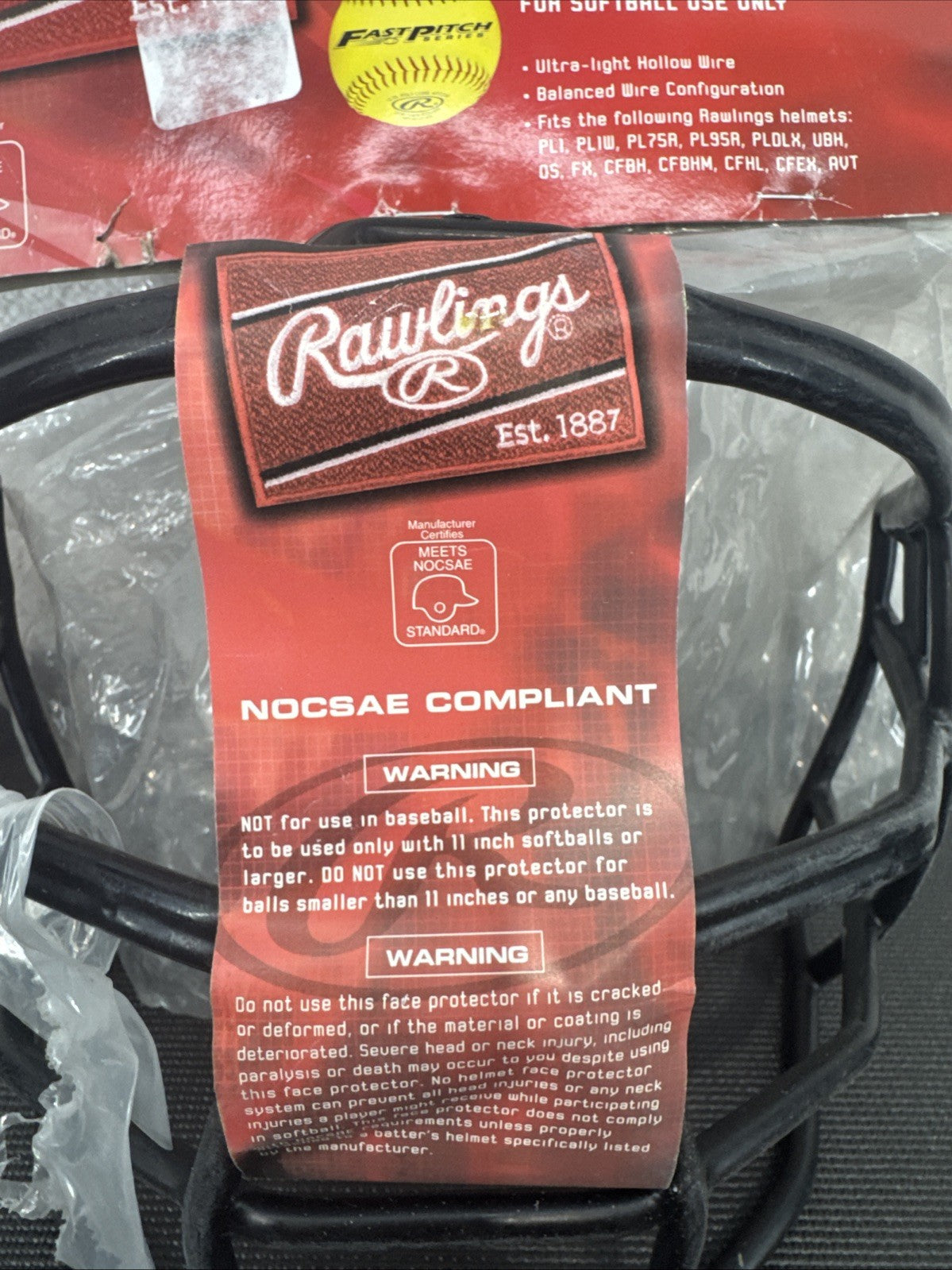 RAWLINGS SOFTBALL HELMET FACE GUARD SBRWG NOCSAE