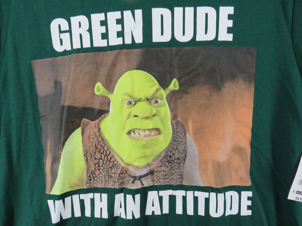 Shrek Hybrid Apparel Men's Large Green Dude With An Attitude Graphic T-Shirt1