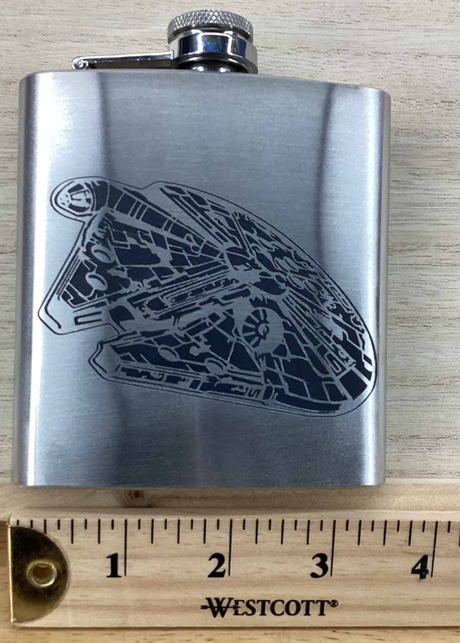 Laser Engraved Flask - 6 oz Stainless Steel - SWMF
