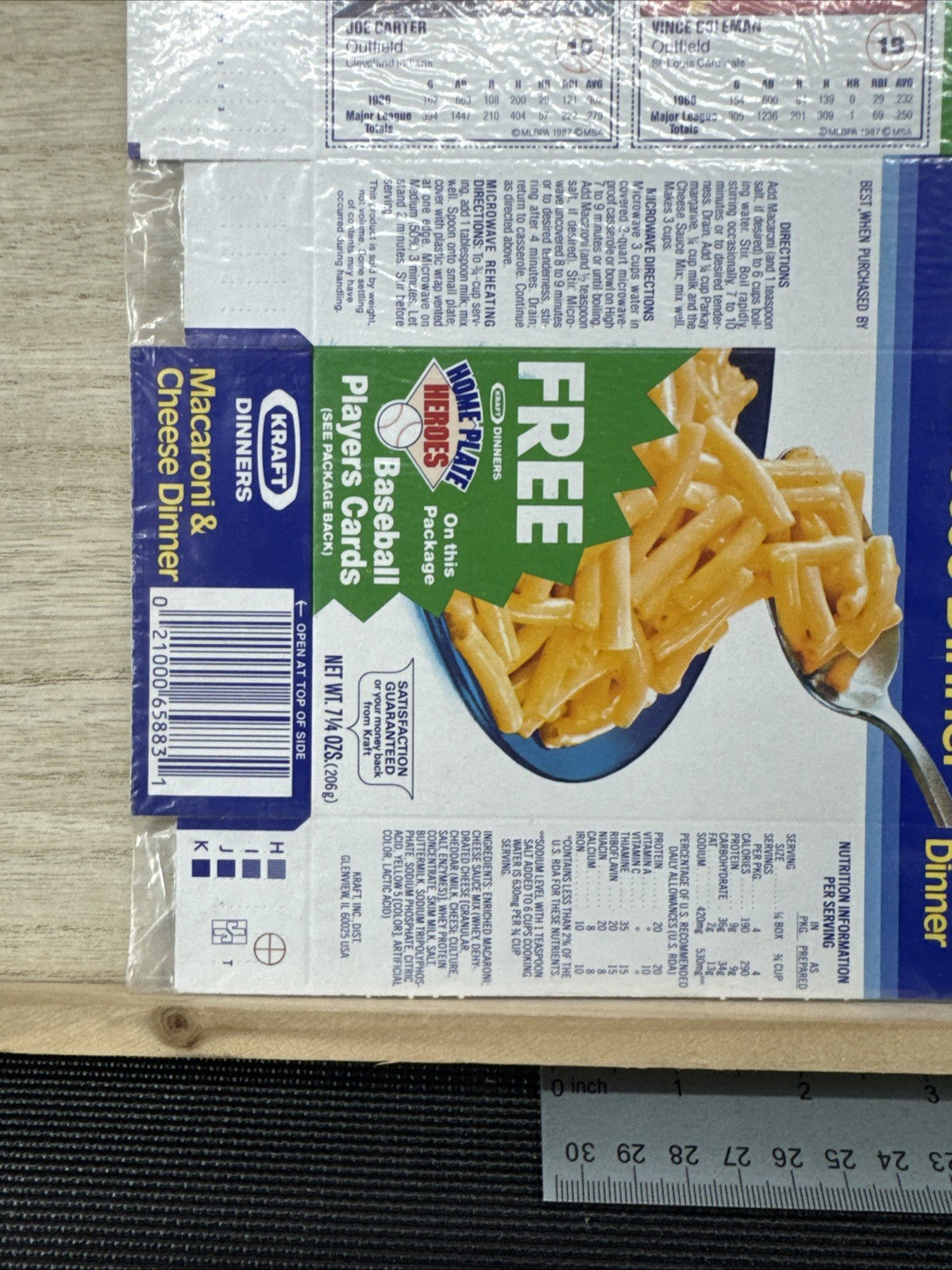 1987 Kraft Home Plate Heroes Never Folded Panel - Joe Carter Vince Coleman