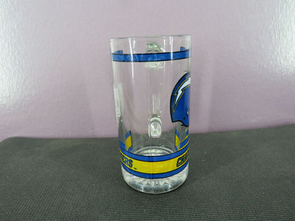 NFL Chargers Official Glass Beer Mug Helmet Logo Blue Yellow Collectible Stein