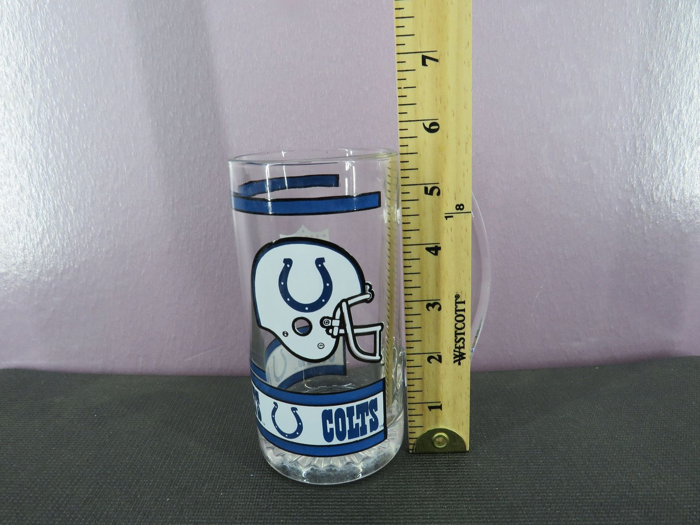 Vintage Indianapolis Colts Beer Mug Stein Tall Glass 1980s NFL