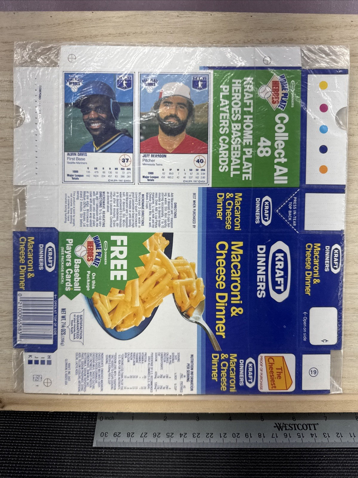 1987 Kraft Home Plate Heroes Never Folded Panel - Alvin Davis Jeff Reardon