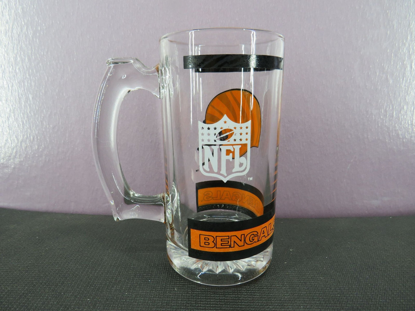 Vintage Cincinnati Bengals Beer Mug Stein Tall Glass 1980s NFL