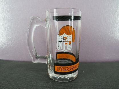 Vintage Cincinnati Bengals Beer Mug Stein Tall Glass 1980s NFL