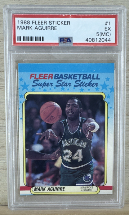 1988 Fleer Sticker - Mark Aguirre #1 - PSA 5
