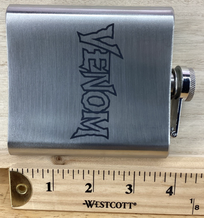 Laser Engraved Flask - 6 oz Stainless Steel  - V