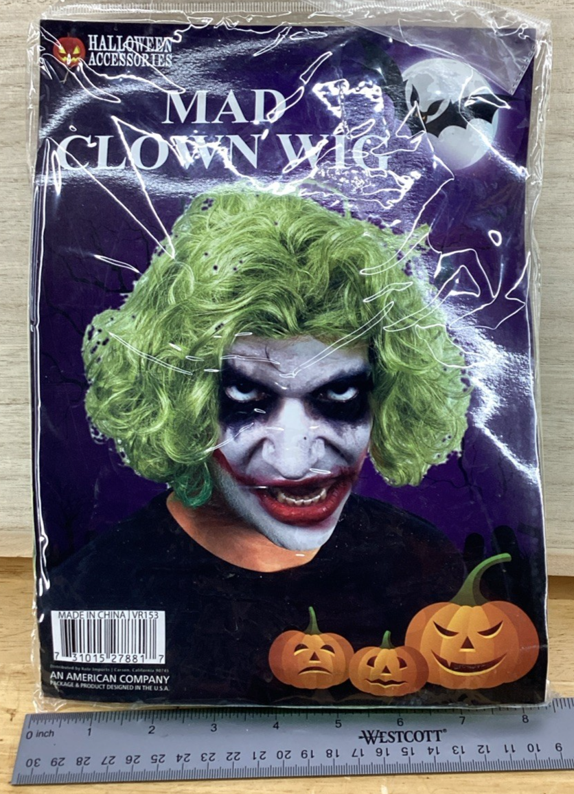 Mad Clown Wig - Green - Halloween Accessories0