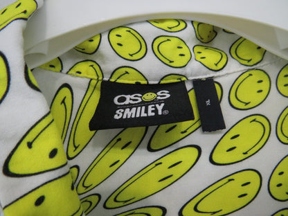 ASOS Design Smiley Collab Short Sleeve Relaxed Button Up Shirt - Size XL