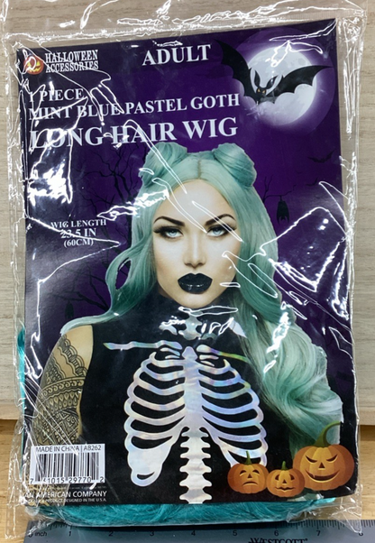 Mint Blue Pastel Goth Long Hair Wig - Halloween Accessories - Adult Size