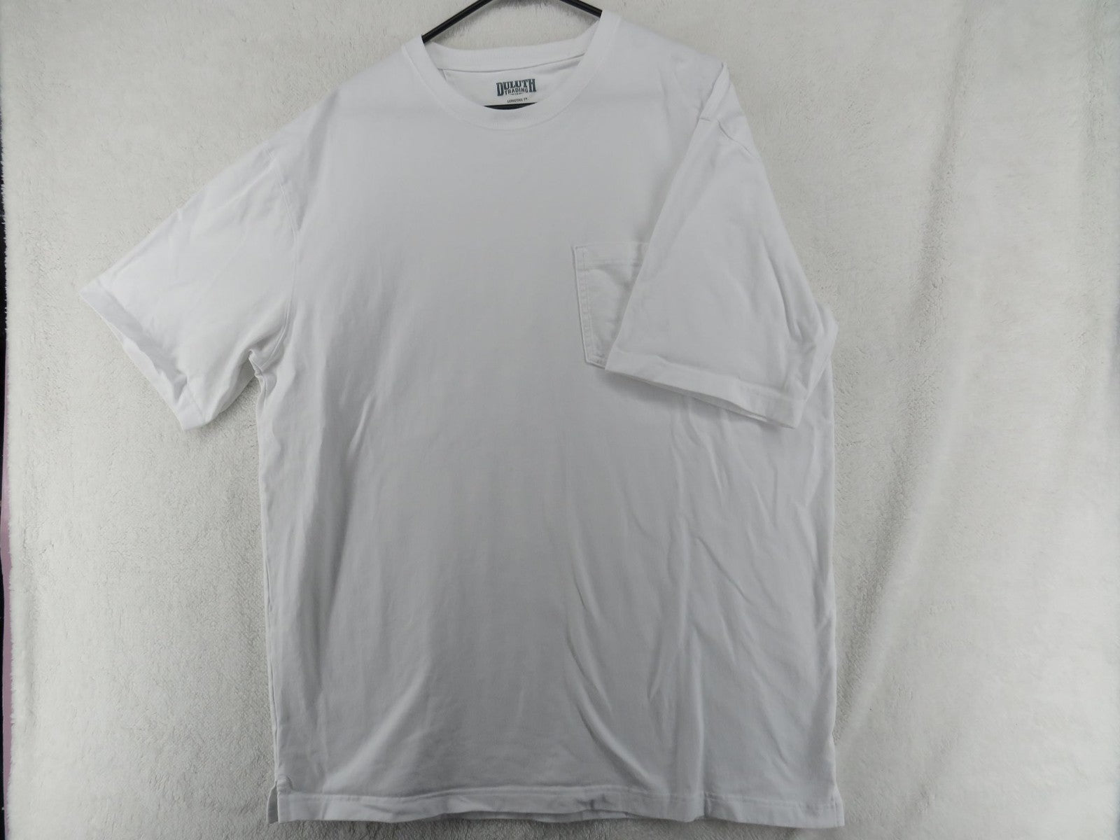 Duluth Trading Co T Shirt - Men's Large Longtail - Short Sleeve White Cotton