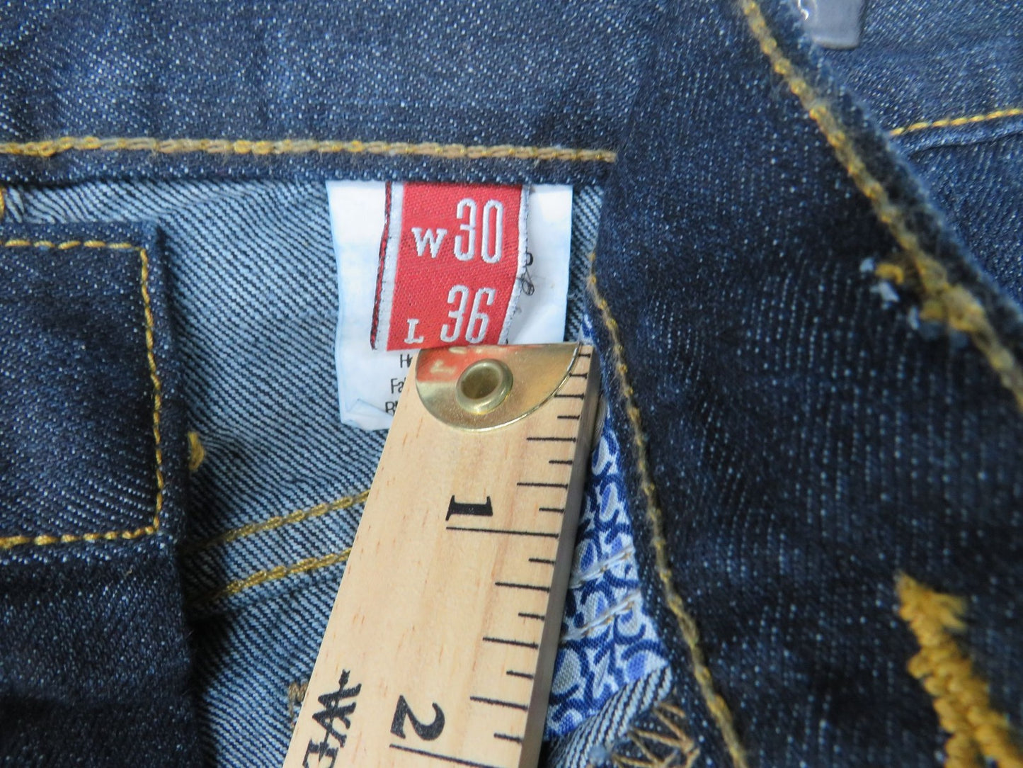 John B Stetson Jeans Men's W30 L36 Standard Straight Leg Indigo Work Denim 1520
