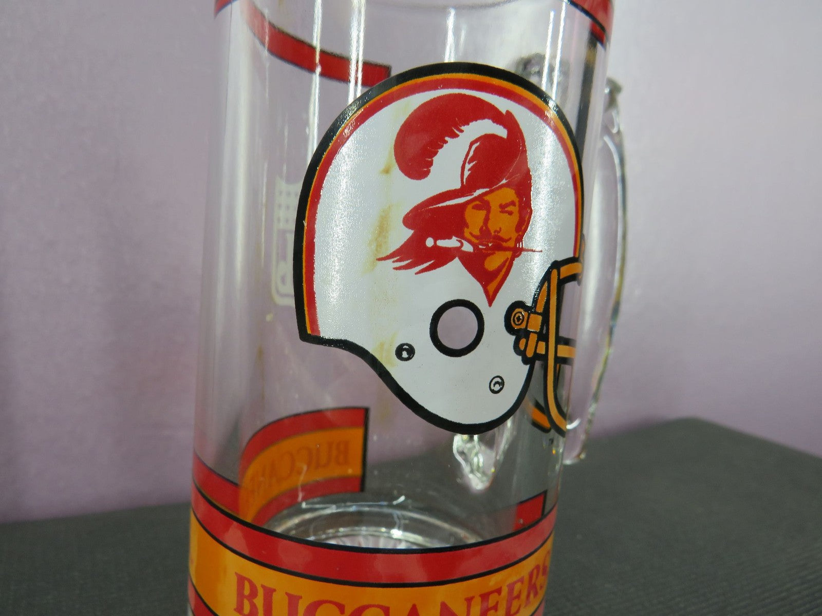 Vintage Tampa Bay Buccaneers Beer Mug Stein Tall Glass 1980s NFL