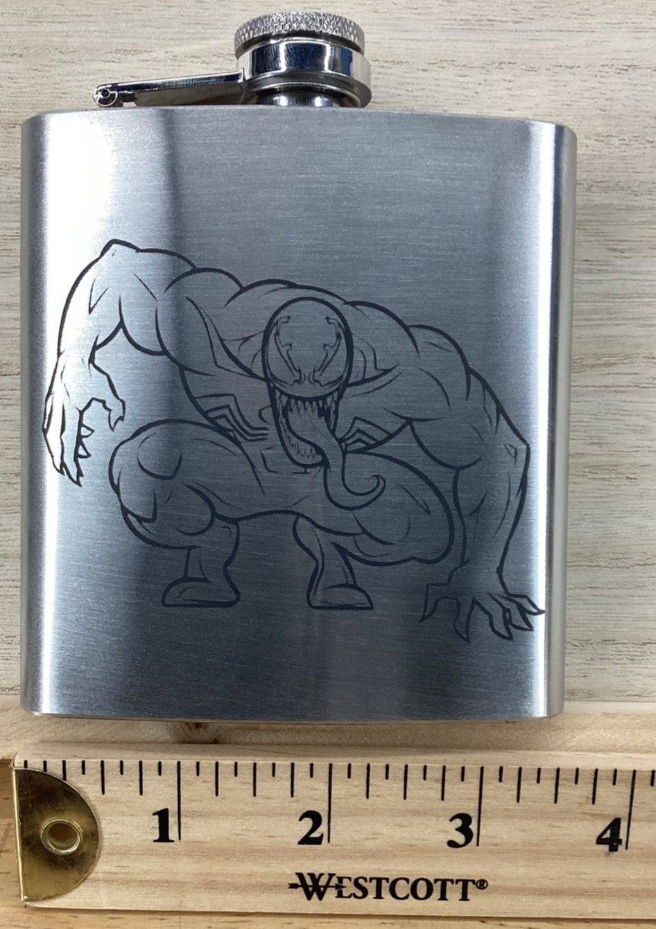 Laser Engraved Flask - 6 oz Stainless Steel  - V