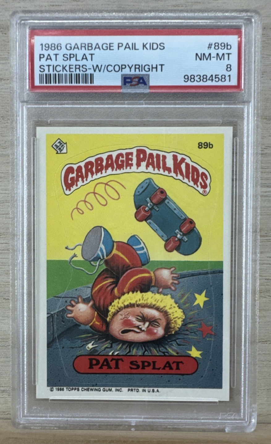 1986 GARBAGE PAIL KIDS - PAT SPLAT 89b - PSA 8