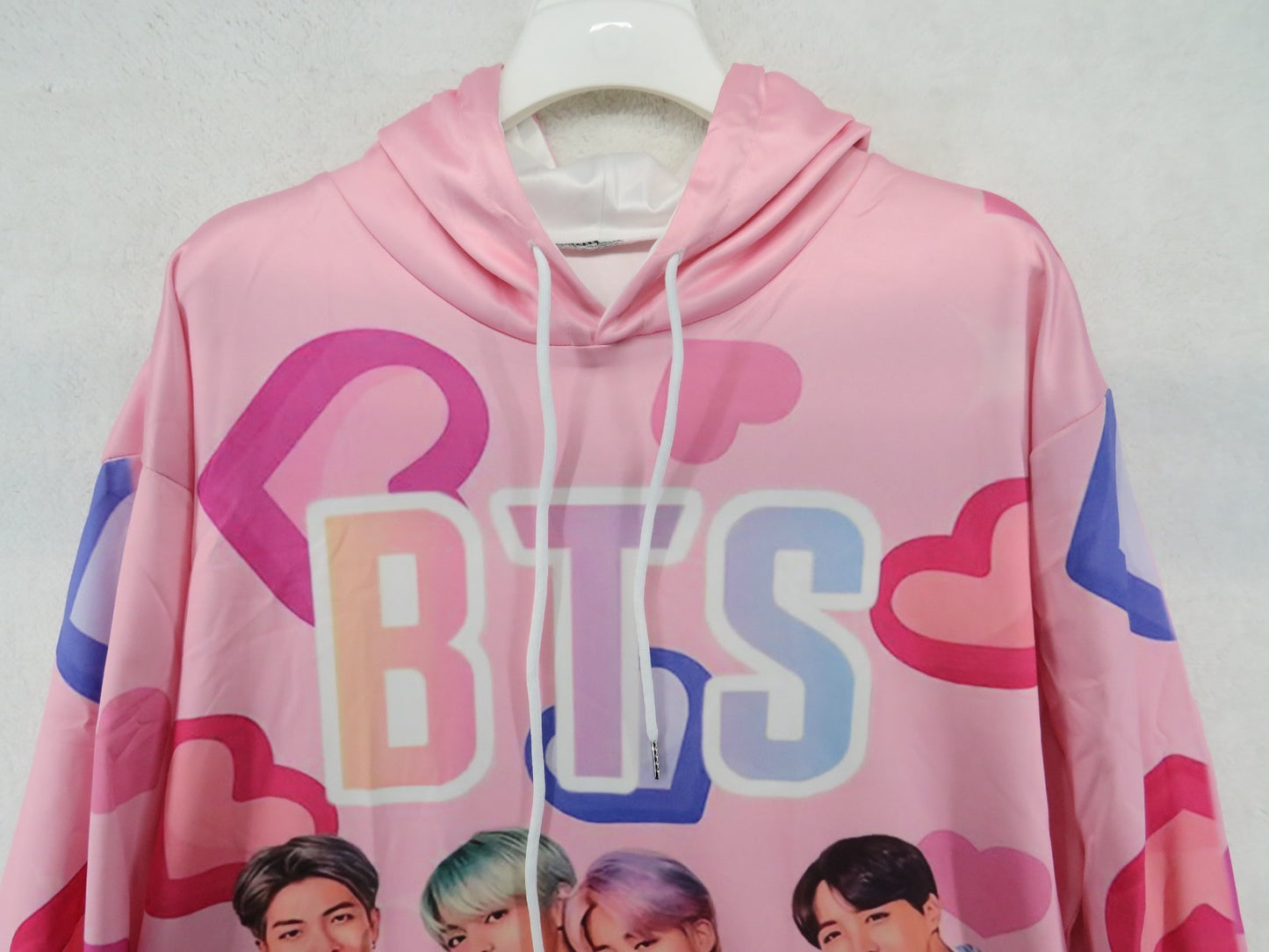 BTS Pink Hearts Long Sleeve Hoodie - Size XL
