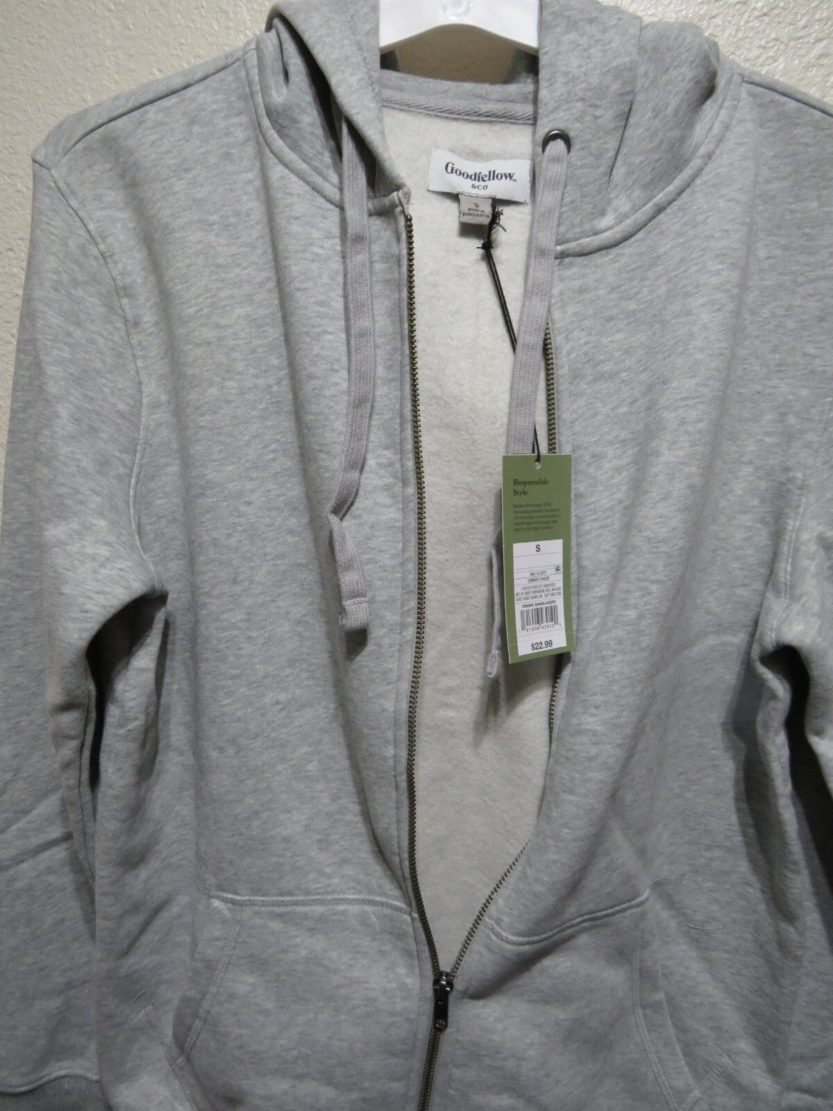 Goodfellow & Co Gray Hooded Ultra-Soft Fleece Sweatshirt - Size Small