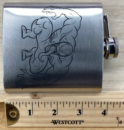 Laser Engraved Flask - 6 oz Stainless Steel  - V