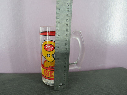 Vintage San Francisco 49ers Beer Mug Stein Tall Glass 1980s NFL