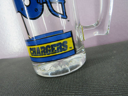 NFL Chargers Official Glass Beer Mug Helmet Logo Blue Yellow Collectible Stein