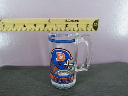 Vintage Denver Broncos Beer Mug Stein Tall Glass 1980s NFL