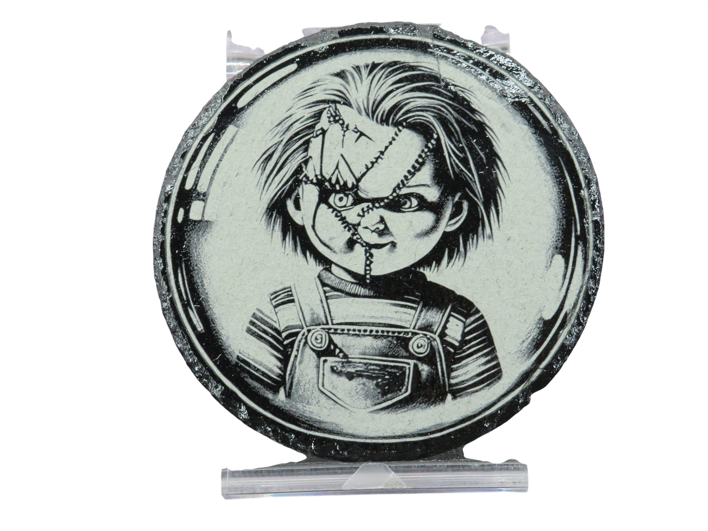 Laser Engraved Round Slate Coaster - CH4