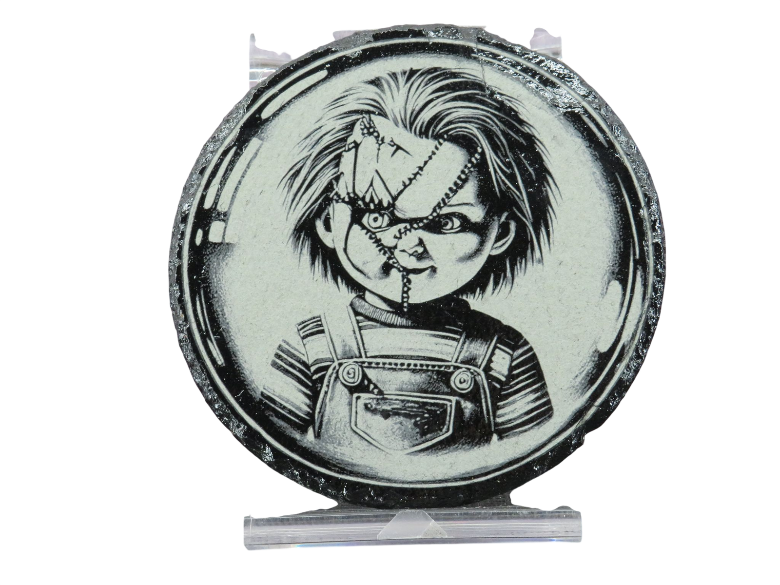 Laser Engraved Round Slate Coaster - CH4