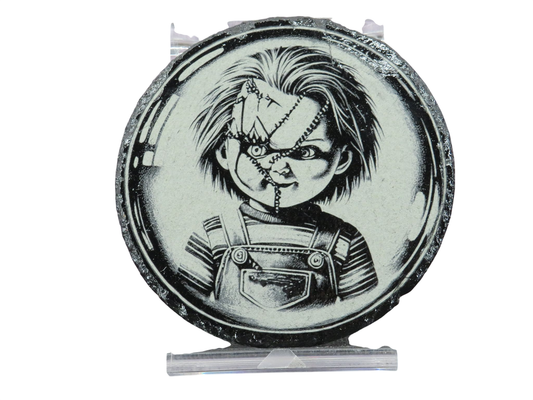 Laser Engraved Round Slate Coaster - CH4