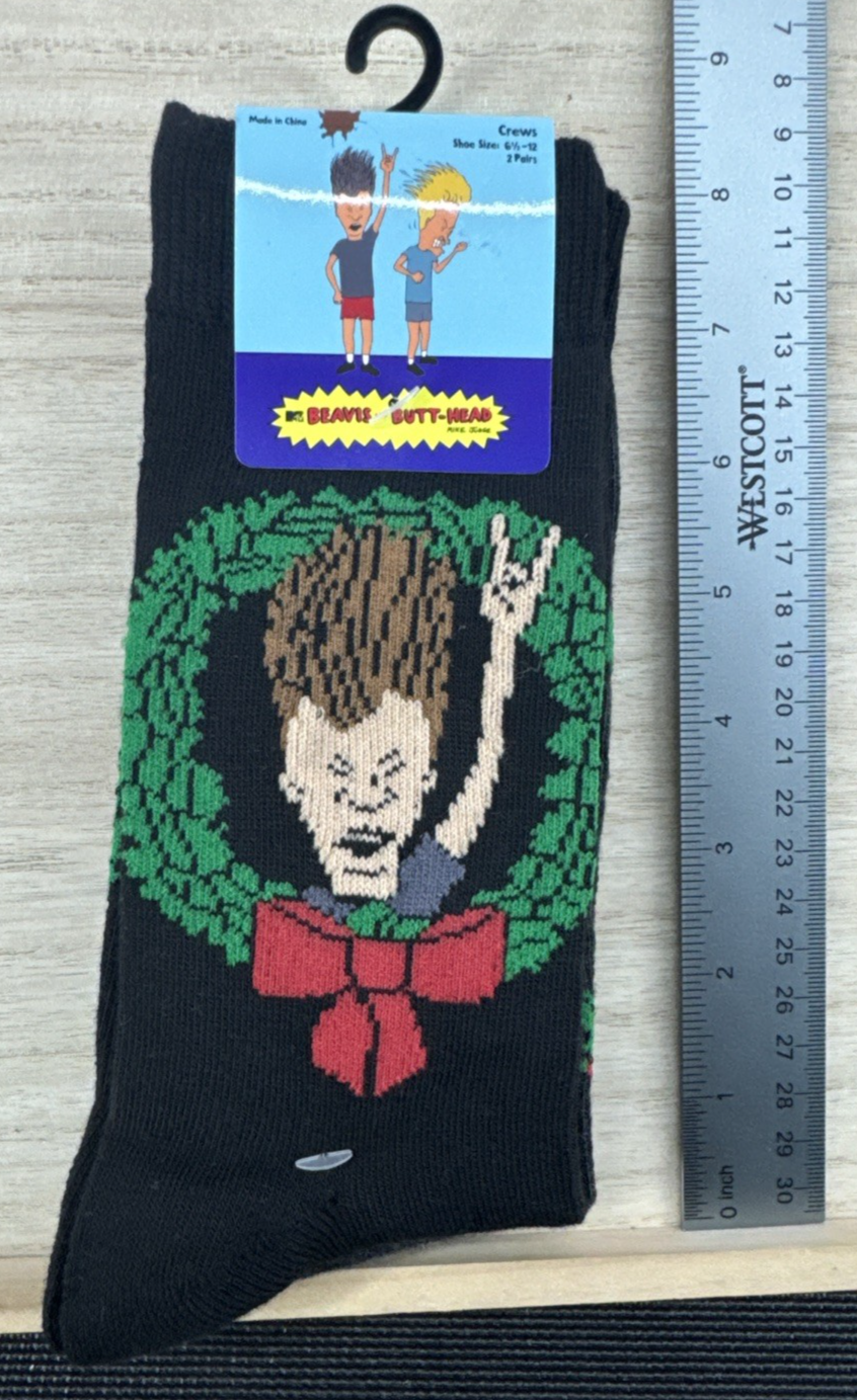 Beavis and Butthead Christmas Socks - 2 pairs - Shoe Size 6-12