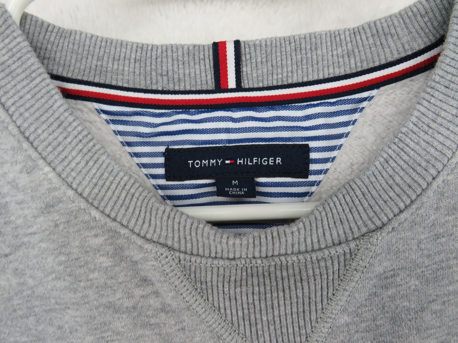 Tommy Hilfiger Men's Sweatshirt - Big Flag Logo Spell Out - Gray - Size Medium