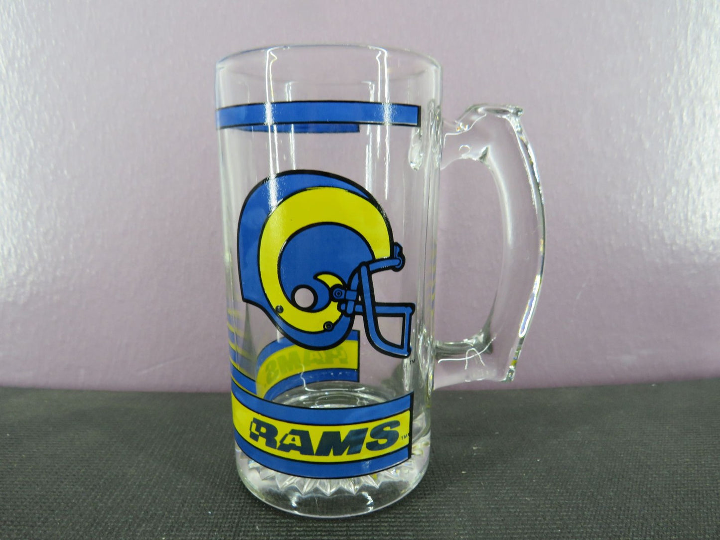 Vintage Los Angeles Rams Beer Mug Stein Tall Glass 1980s NFL