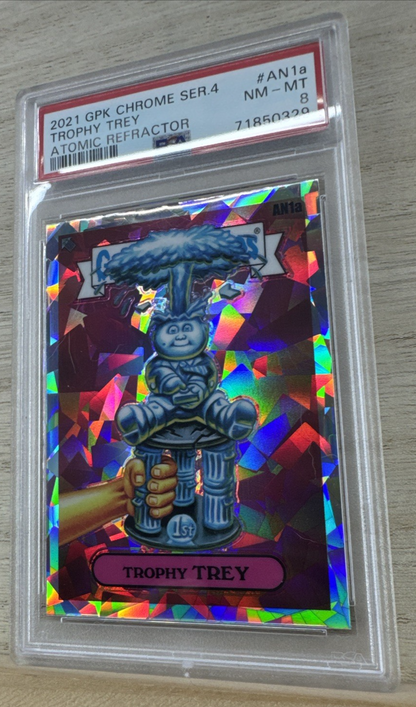 2021 Garbage Pail Kids Chrome Series 4 - Trophy Trey - Atomic Refractor - PSA 8