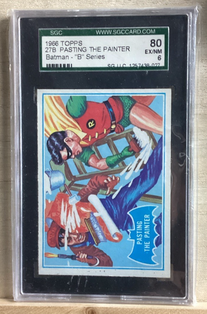 1966 TOPPS BATMAN BLUE BAT BACK #27B PASTING THE PAINTER EX/NM