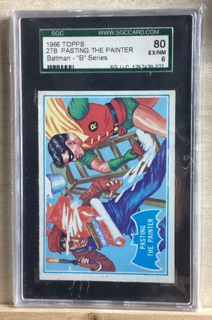 1966 TOPPS BATMAN BLUE BAT BACK #27B PASTING THE PAINTER EX/NM