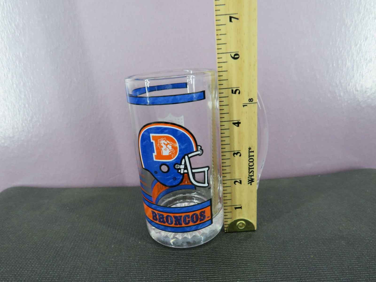 Vintage Denver Broncos Beer Mug Stein Tall Glass 1980s NFL