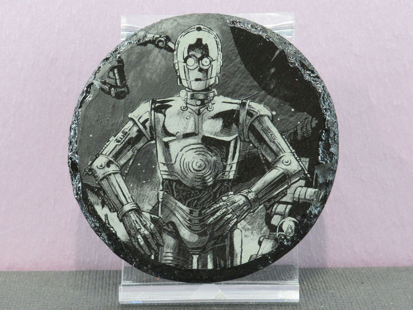 Laser Engraved Round Slate Coaster - SW12