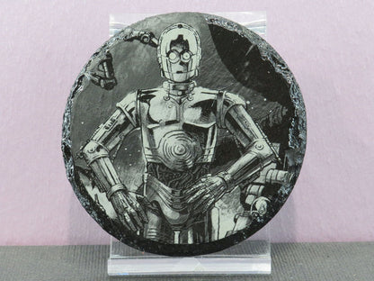 Laser Engraved Round Slate Coaster - SW12