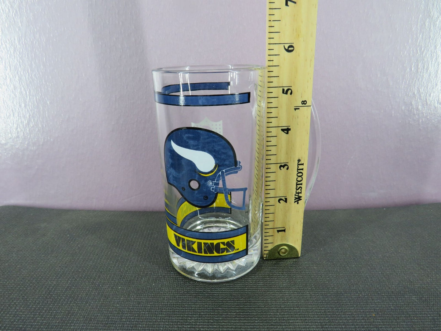 Vintage Minnesota Vikings Beer Mug Stein Tall Glass 1980s NFL