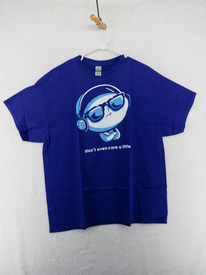 Gildan T-Shirt Mens XL Blue Short Sleeve Dont Even Care A Little Graphic Tee0