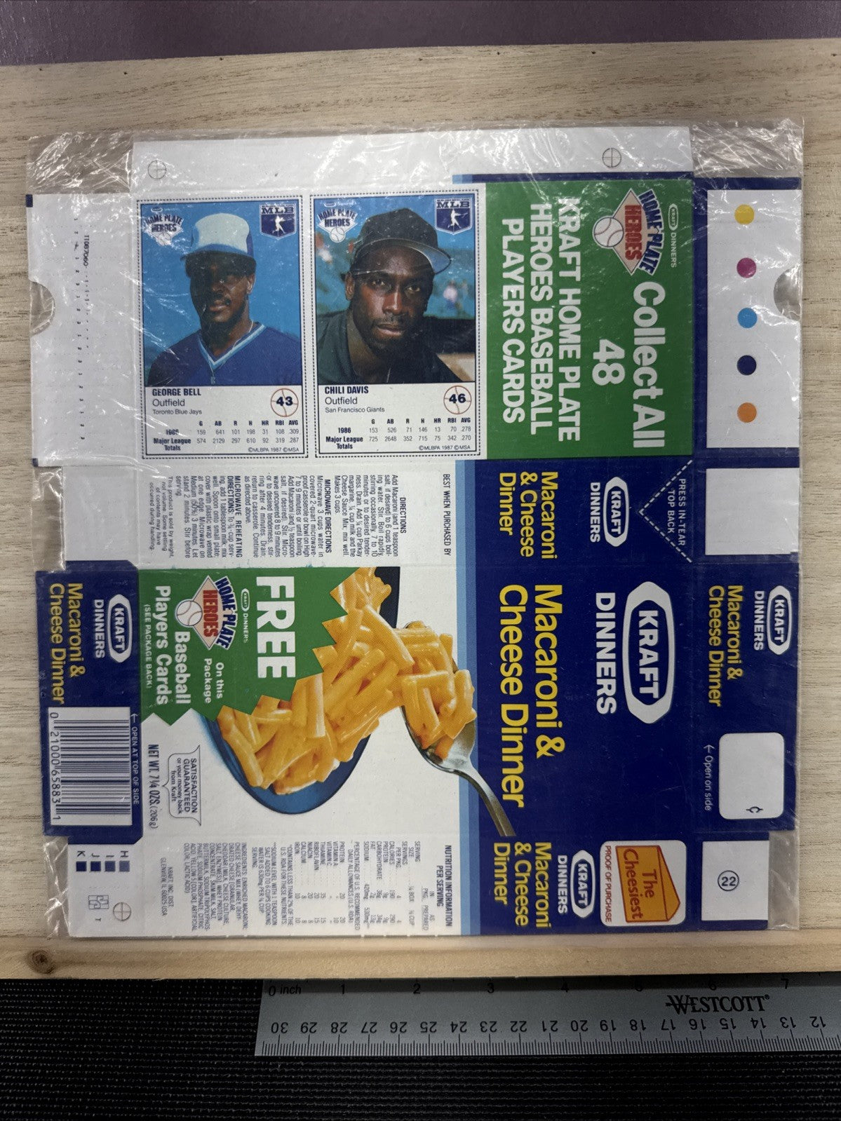 1987 Kraft Home Plate Heroes Never Folded Panel - George Bell Chili Davis