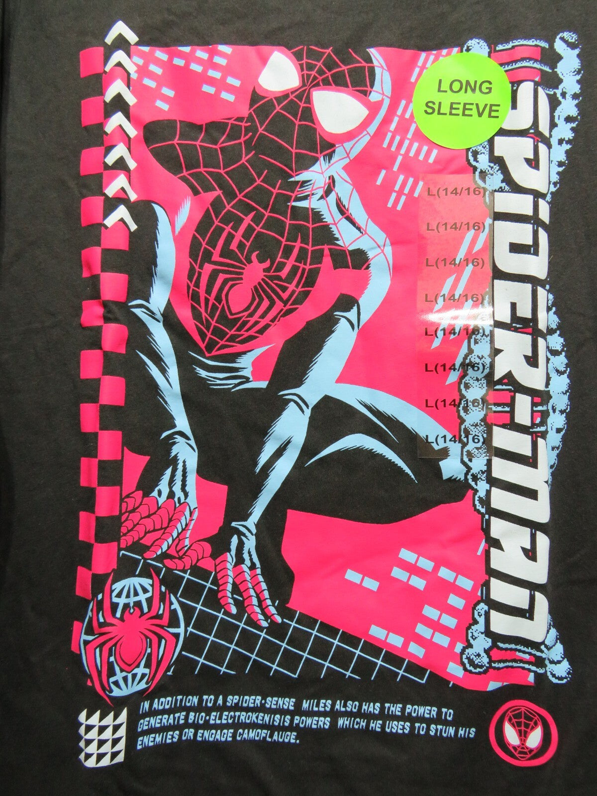 Marvel Spiderman Long Sleeve Shirt - Size Large 14/16