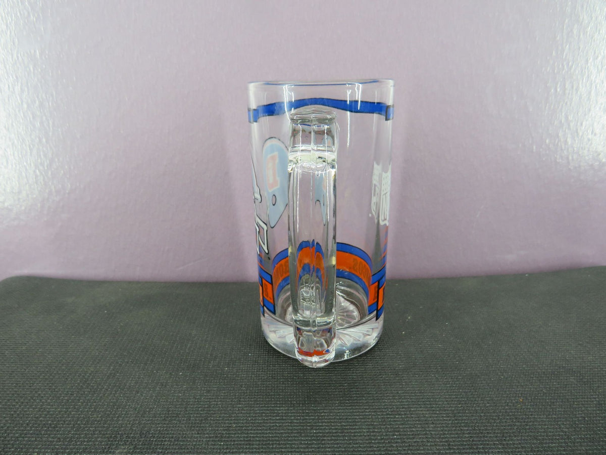 Vintage Denver Broncos Beer Mug Stein Tall Glass 1980s NFL1