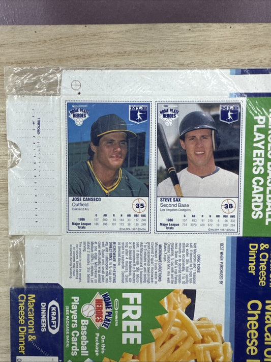 1987 Kraft Home Plate Heroes Never Folded Panel - Jose Canseco Steve Sax