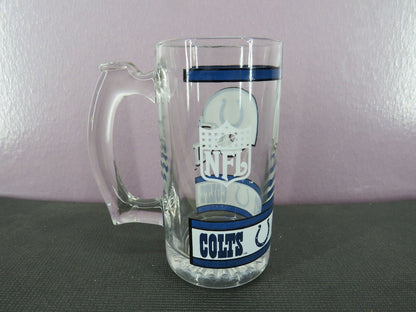 Vintage Indianapolis Colts Beer Mug Stein Tall Glass 1980s NFL