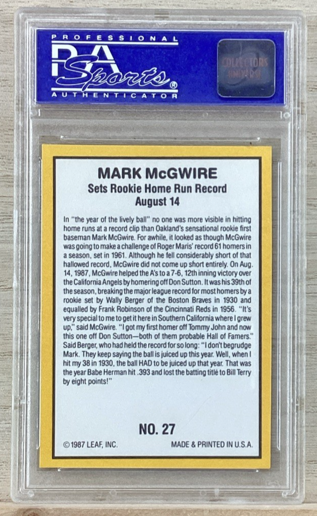 1987 Donruss Highlights - Mark McGwire #27 - PSA 6