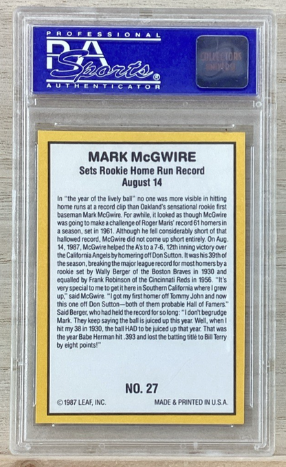1987 Donruss Highlights - Mark McGwire #27 - PSA 6