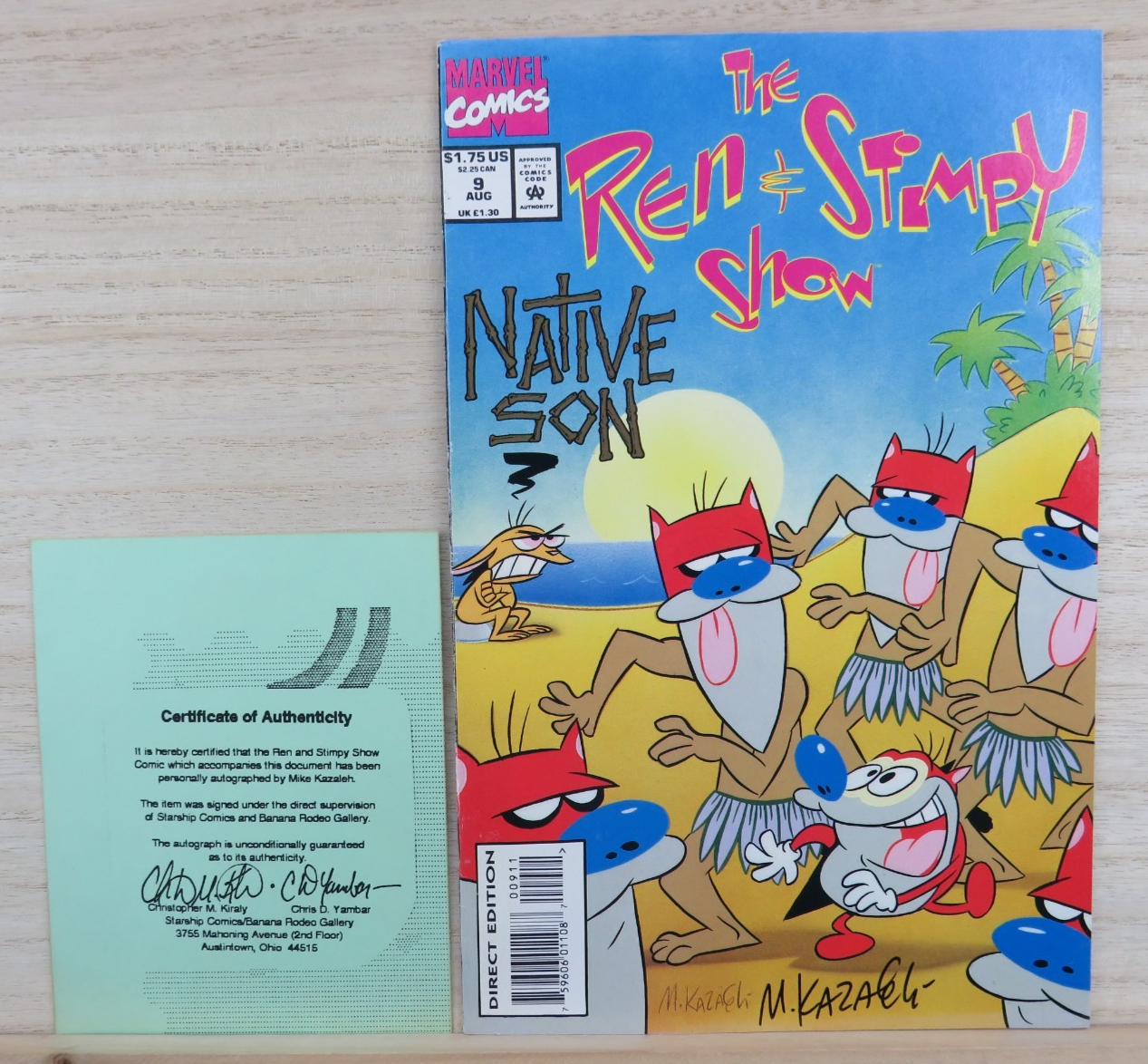 THE REN & STIMPY SHOW COMIC #9 NATIVE SON SIGNED BY MIKE KAZALEH with COA