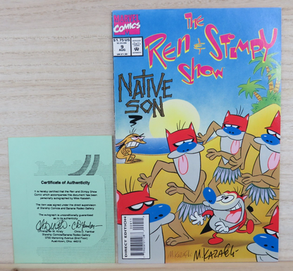 THE REN & STIMPY SHOW COMIC #9 NATIVE SON SIGNED BY MIKE KAZALEH with COA
