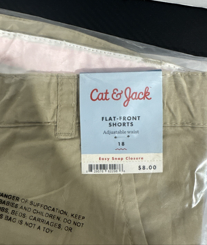 Cat & Jack Boys Flat Front Chino Uniform Shorts - Beige - Size 18